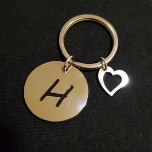 ✨ Initial “H” Keychain with Heart Charm | Stainless Steel | Gift Idea ✨
